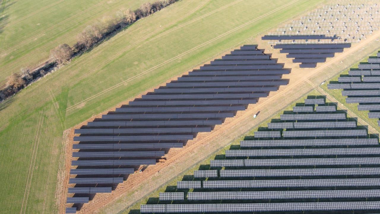 Solar farm aerial view