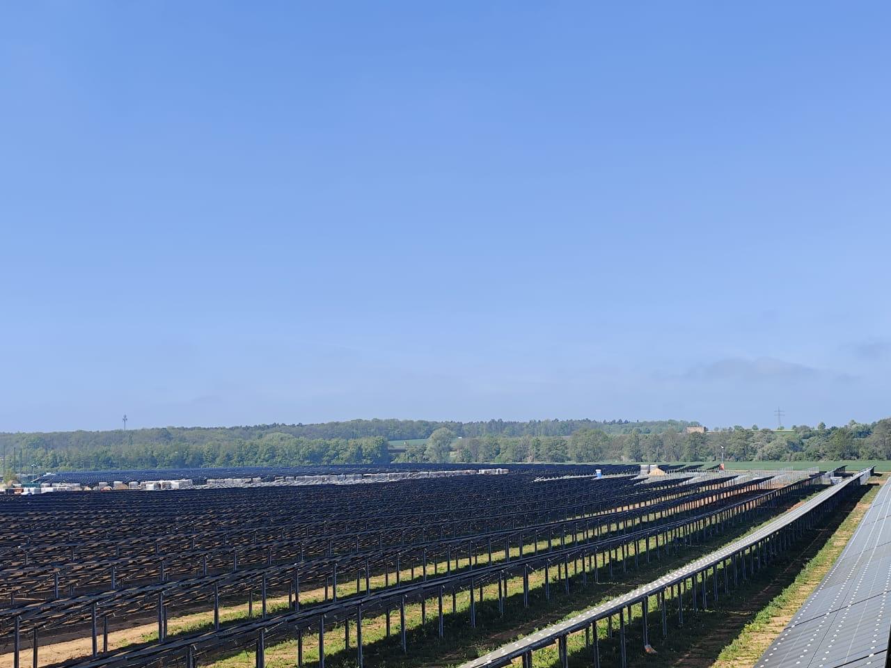 Solar power station with clear blue sky