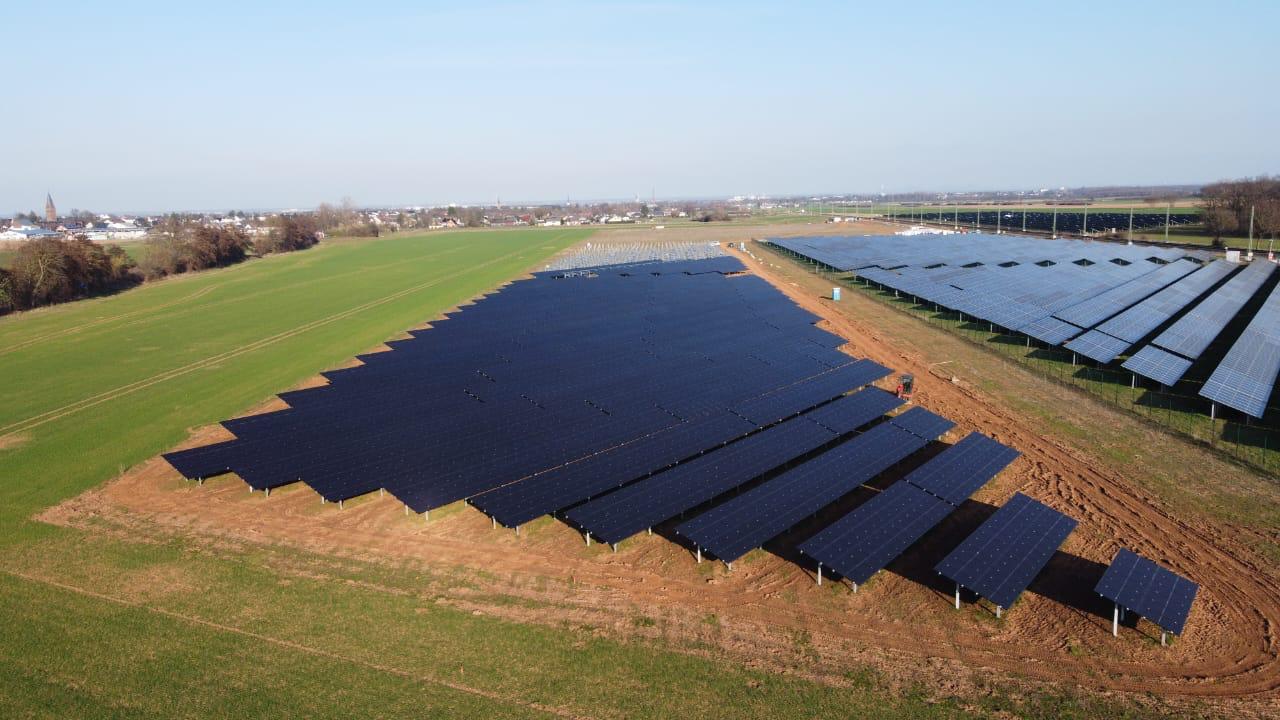 Solar power plant aerial view, Germany